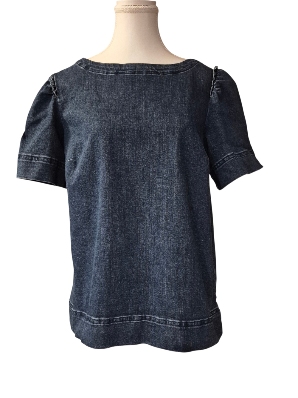 crown & ivy Dark Indigo Blue Denim Top